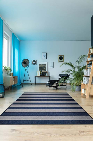 Couristan Afuera Yacht Club 5229-8503 Midnight Blue Ivory Rug