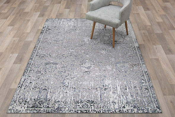 Couristan Brocatelle Brocade Damask 2608-8260 Silver Cream Rug