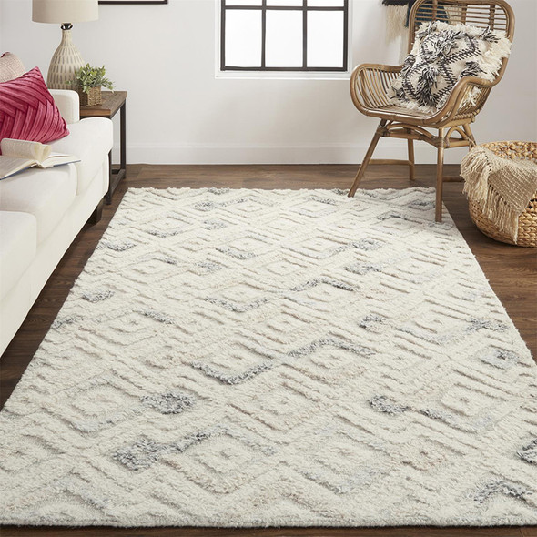 Feizy Anica 8004F Ivory Gray Black Area Rug