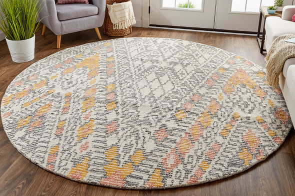 Feizy Arazad 8476F Gray Orange Rug