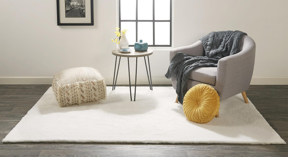 Feizy Luxe Velour 4506F White Rug