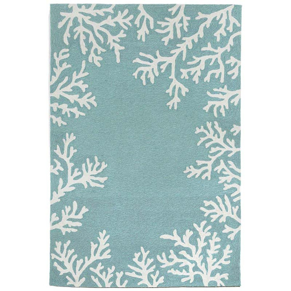TransOcean Capri 1620 04 Coral Border Aqua Rug