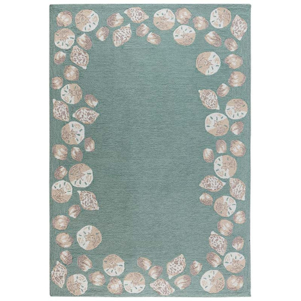 TransOcean Capri 1723 04 Seashell Border Aqua Rug