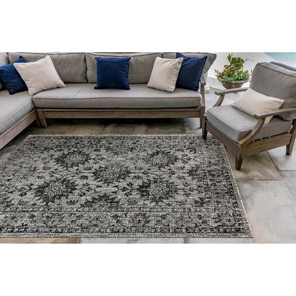 TransOcean Carmel 8418 48 Vintage Floral Black Rug