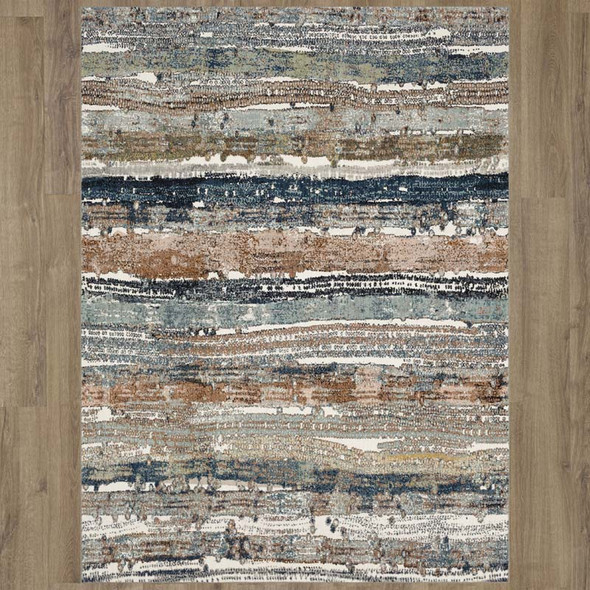 Karastan Epiphany 92204 60129 Colorful Waves Robins Egg Blue Rug