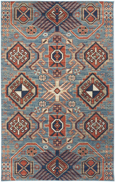 Feizy Nolan 39C9F Turquoise Orange Rug