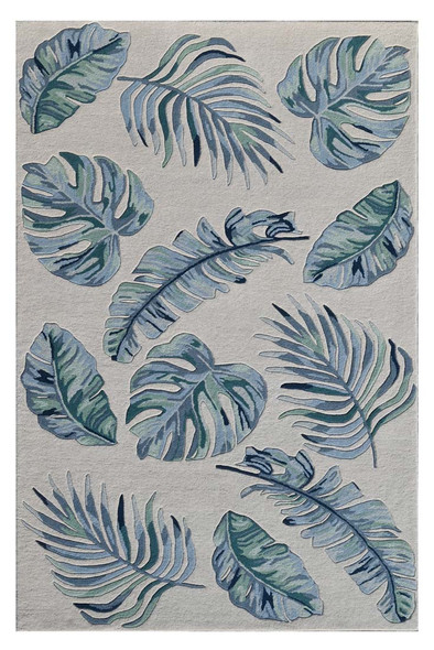 Kas Cove 3005 Ivory Blue Leaves Rug