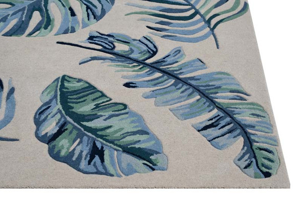 Kas Cove 3005 Ivory Blue Leaves Rug