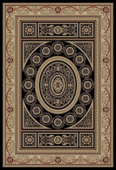 Concord Jewel 4413 Aubusson Black Area Rug