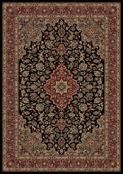 Concord Persian Classics 2083 Medallion Kashan Black Area Rug
