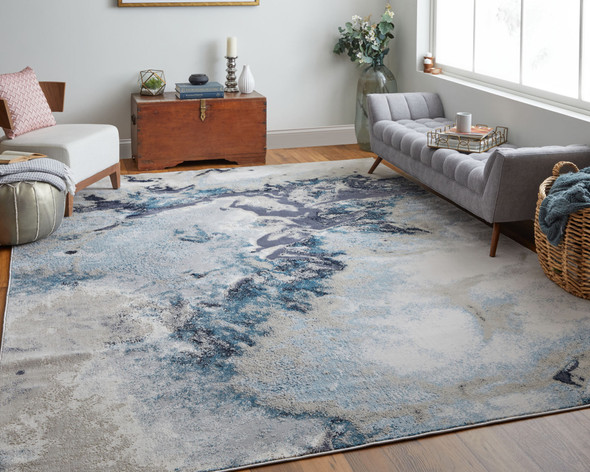 Feizy Astra 39L4F Blue Gray Ivory Area Rug