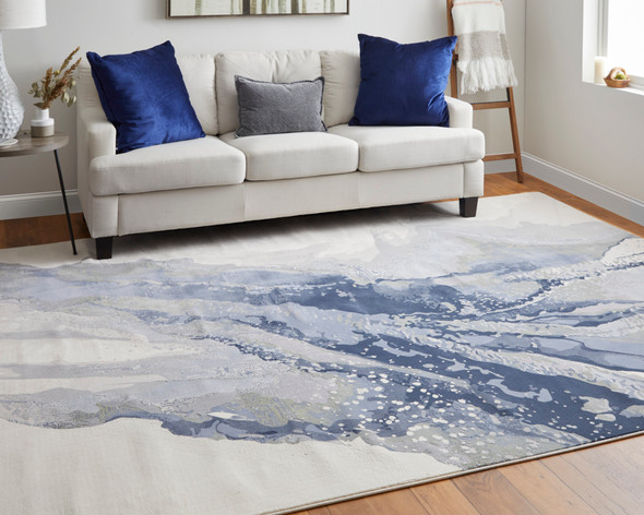 Feizy Clio 39K2F Blue Gray Ivory Area Rug