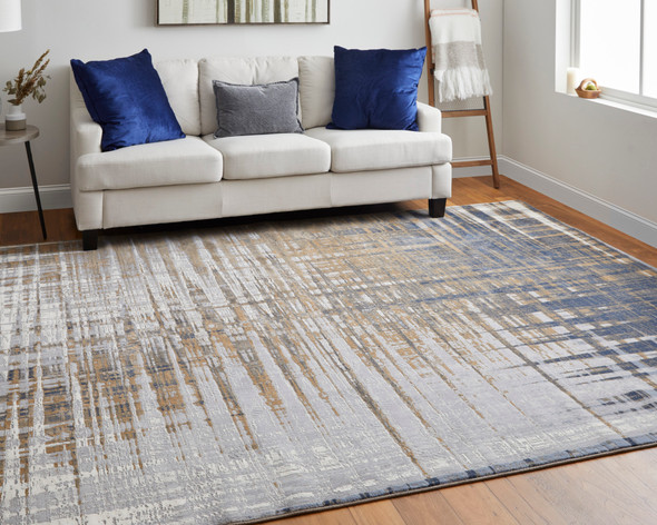 Feizy Clio 39K4F Blue Orange Gray Area Rug