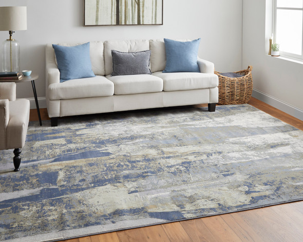 Feizy Clio 39K6F Blue Gray Tan Area Rug