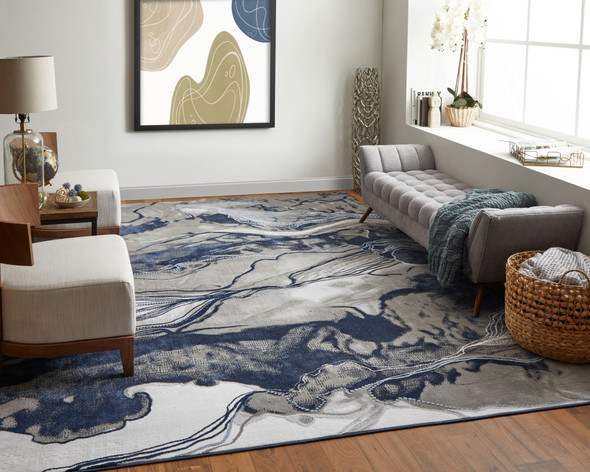 Feizy Gaspar 39KTF Blue Gray Ivory Area Rug