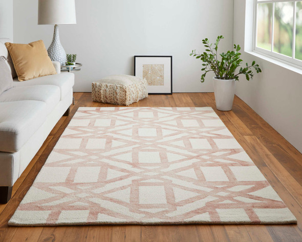 Feizy Lorrain 8571F Ivory Pink Tan Area Rug