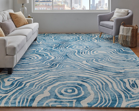Feizy Lorrain 8920F Blue Ivory Area Rug
