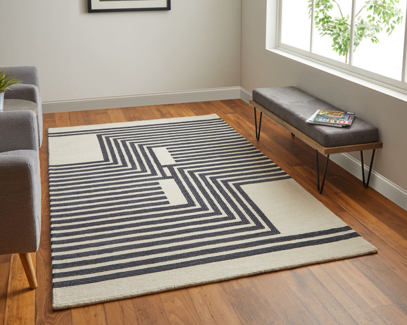 Feizy Maguire 8900F Gray Ivory Black Area Rug