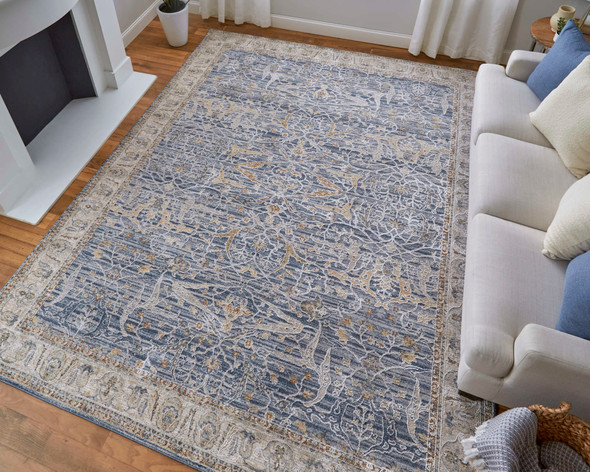 Feizy Pasha 39M4F Blue Taupe Ivory Area Rug