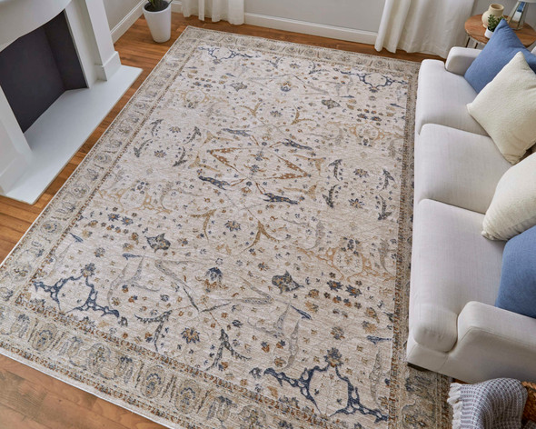 Feizy Pasha 39M4F Ivory Blue Red Area Rug