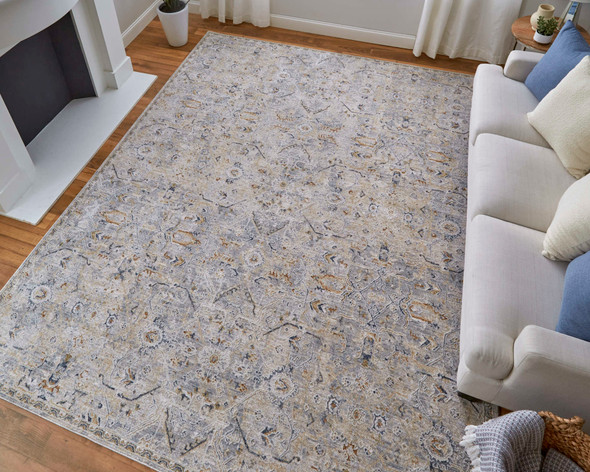 Feizy Pasha 39M6F Ivory Blue Tan Area Rug