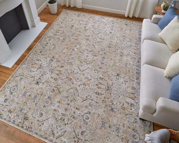 Feizy Pasha 39M6F Taupe Ivory Blue Area Rug