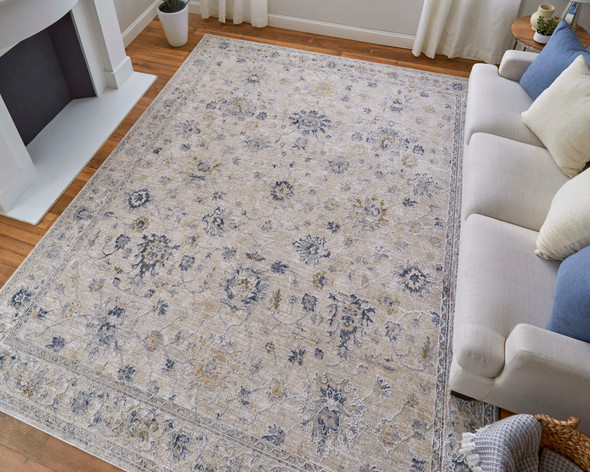 Feizy Pasha 39M7F Ivory Taupe Blue Area Rug