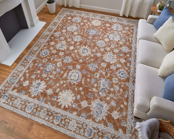 Feizy Pasha 39M7F Red Ivory Blue Area Rug