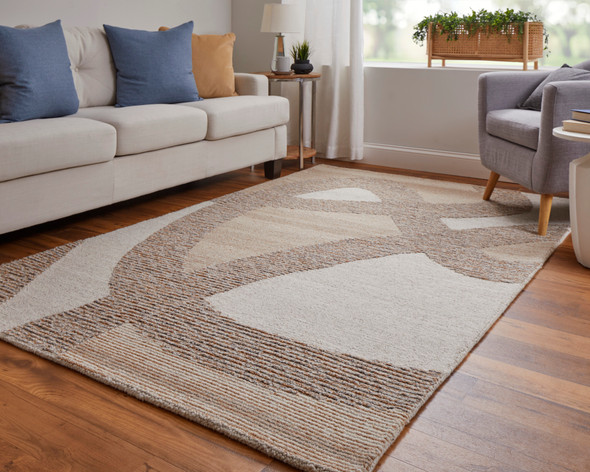 Feizy Pollock 8952F Brown Tan Ivory Area Rug