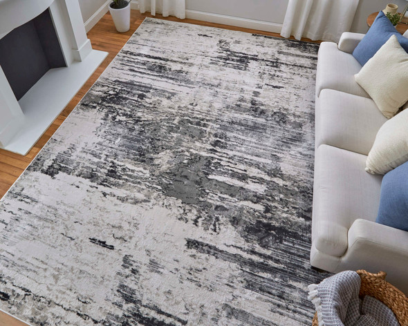 Feizy Prasad 39N9F Ivory Gray Taupe Area Rug