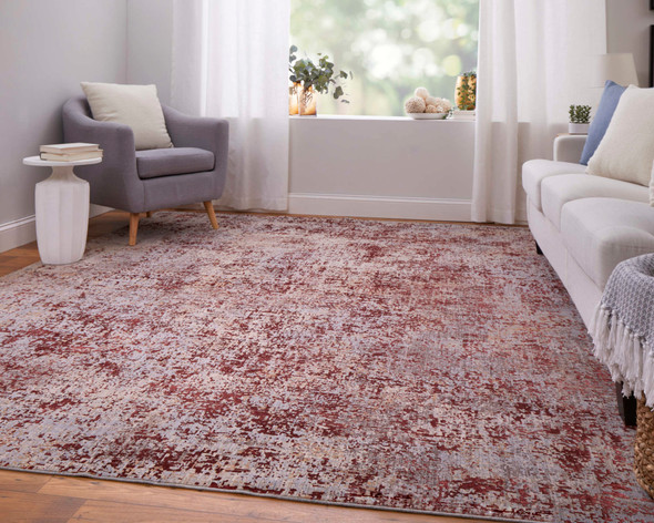 Feizy Pryor 39NGF Red Gray Blue Area Rug