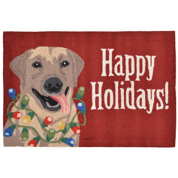 TransOcean Frontporch 1561 24 Happy Holidays Red Rug