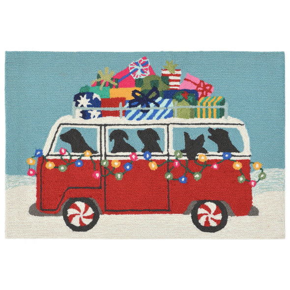 TransOcean Frontporch 2427 24 Happy Howlidays Red Rug