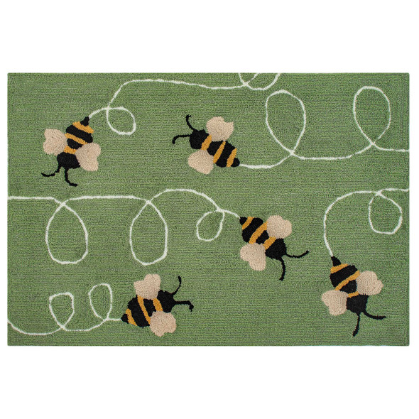 TransOcean Frontporch 4437 06 Buzzy Bees Green Rug