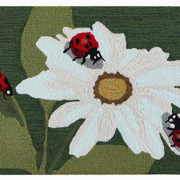 TransOcean Frontporch 4528 06 Ladybugs Green Rug