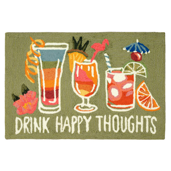 TransOcean Frontporch 4573 06 Happy Drinks Green Rug