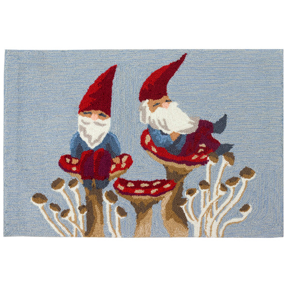 TransOcean Frontporch 4620 03 Welcome Gnome Blue Rug