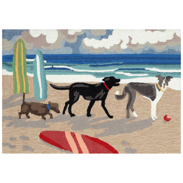 TransOcean Frontporch 4665 03 Dog Beach Blue Rug