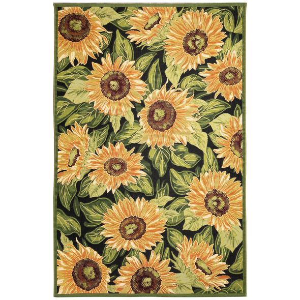 TransOcean Marina 8184 48 Sunflowers Black Rug