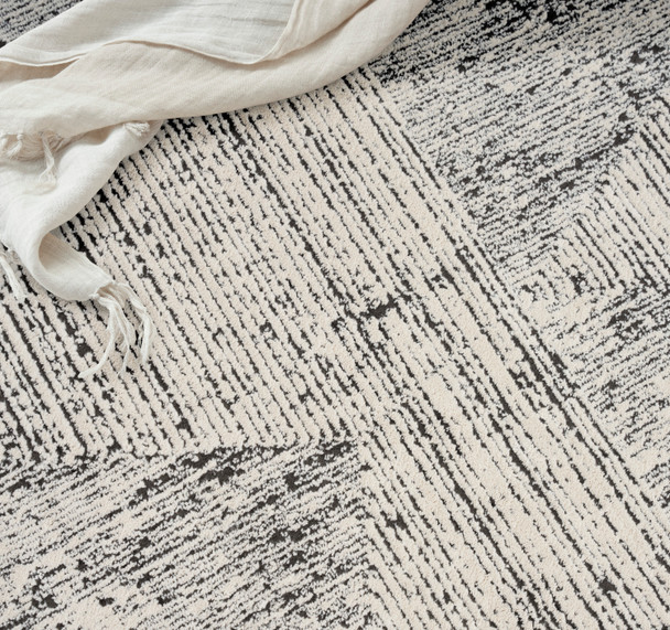 Nourison Calvin Klein CK024 Irradiant IRR01 Cream Black Rug