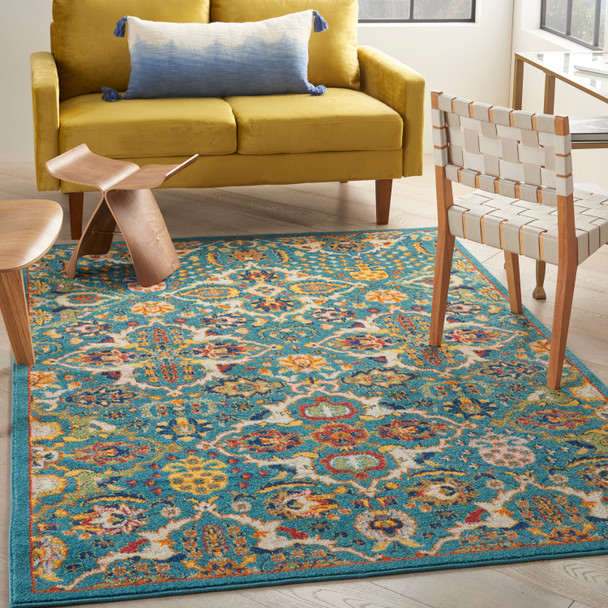 Nourison Home Allur ALR03 Turquoise Ivory Rug