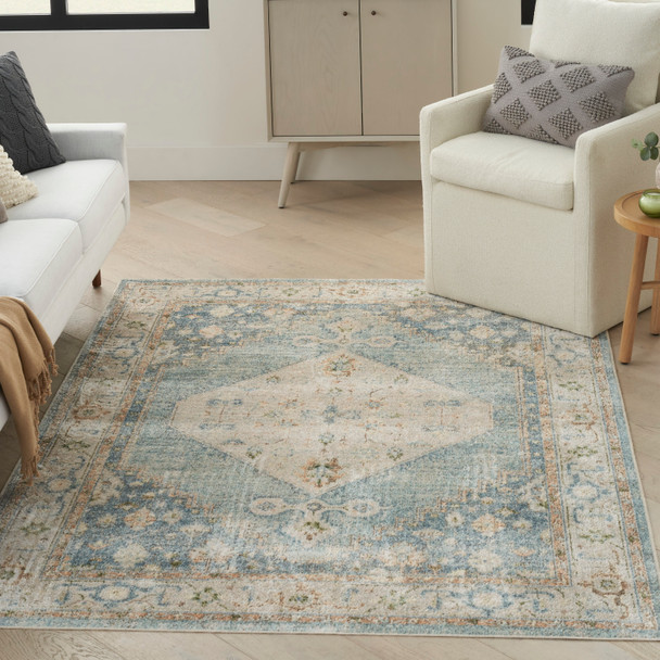 Nourison Home Astra Machine Washable ASW11 Silver Blue Rug