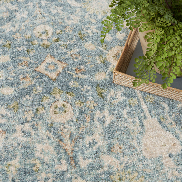 Nourison Home Astra Machine Washable ASW16 Teal Beige Rug