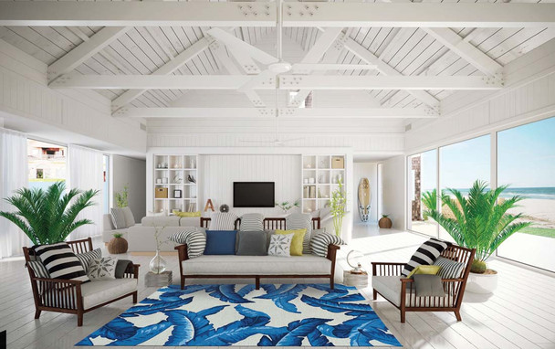 Couristan Covington 2993 2003 Palm Leaves Blue Rug