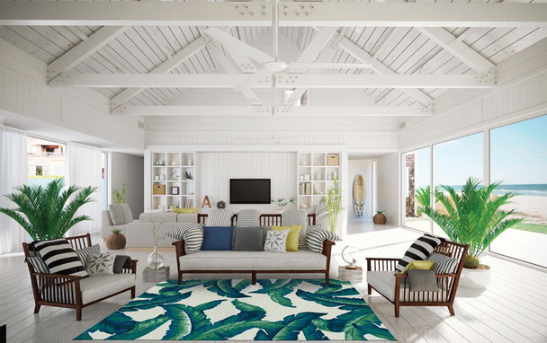 Couristan Covington 2993 2040 Palm Leaves Green Rug
