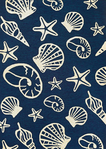 Couristan Outdoor Escape 7334 0313 Cardita Shells Navy Ivory Rug
