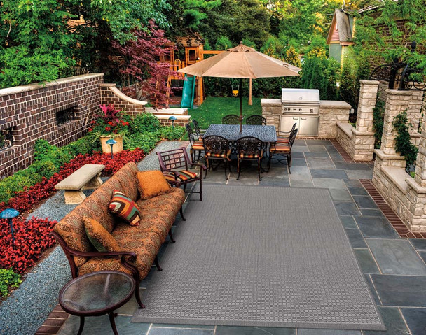 Couristan Recife 1001 3012 Saddlestitch Grey White Rug