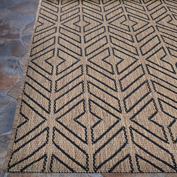 Couristan Recife 1318 2550 Cabana Tile Driftwood Black Rug