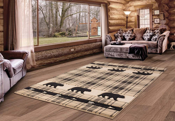 United Weavers Cottage 2055 41426 Tartan Bear Beige Rug
