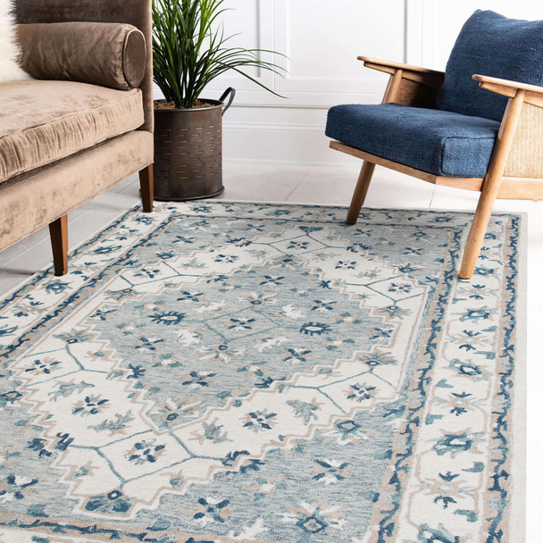 LR Home Babylon 81787 Gray Blue Rug